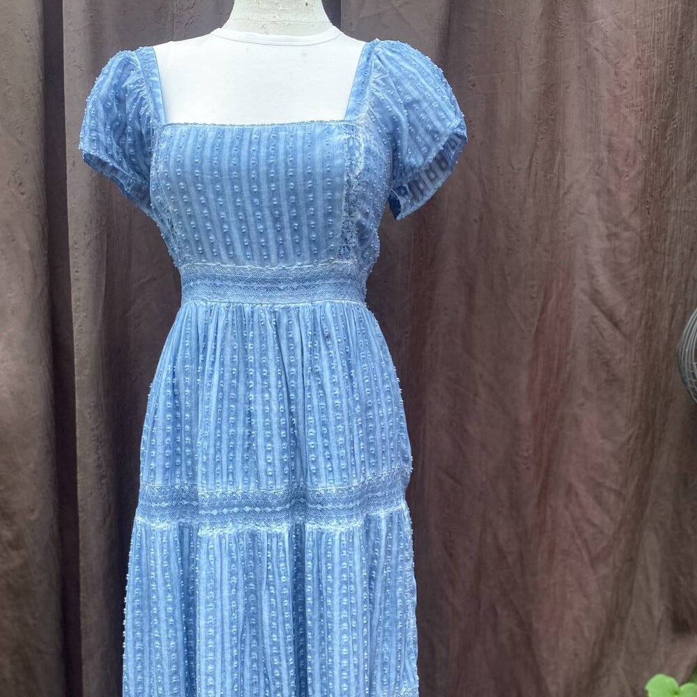 *027-You Are Blue-tiful 💖 Off The Shoulder Blue Boho Dress